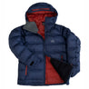 Fjern - Mens Aska Waterproof Down Jacket (Navy/Rust) | Introducing the Men's ASKA Eco Waterproof Down Jacket—the ultimate fusion of warmth and style