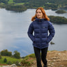 Fjern - Womens Aska Waterproof Down Jacket (Navy/Rust) | Introducing the Women's ASKA Eco Waterproof Down Jacket—the ultimate fusion of warmth and style